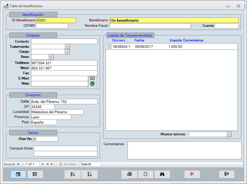 Beneficiarios registrados