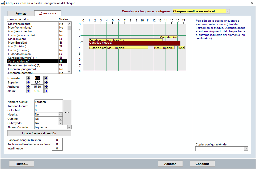 Ubicación de los datos del cheque o pagaré