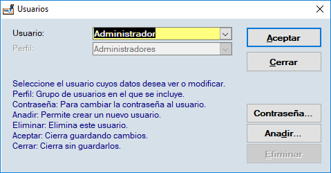 Registro y edición de usuarios de Imprimir Cheques